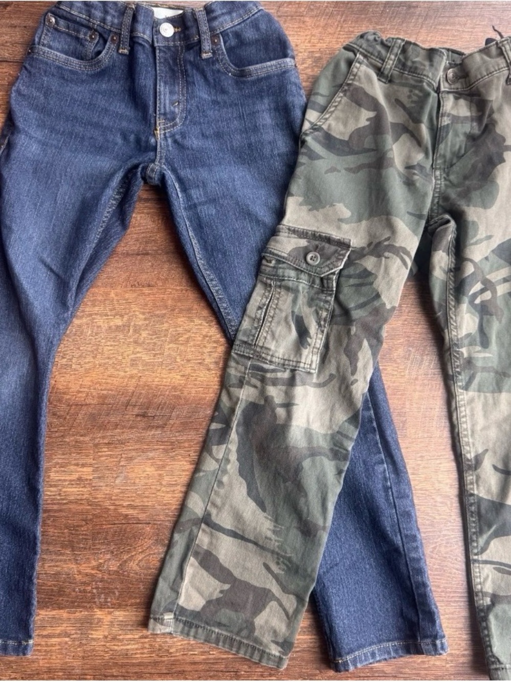 Levi & Wrangled Boys size 8 Dark Wash Jeans + Green Camo Cargo Pants